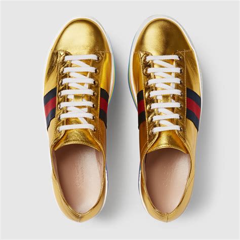 gucci emerald and gold shoes|gucci gold sneakers.